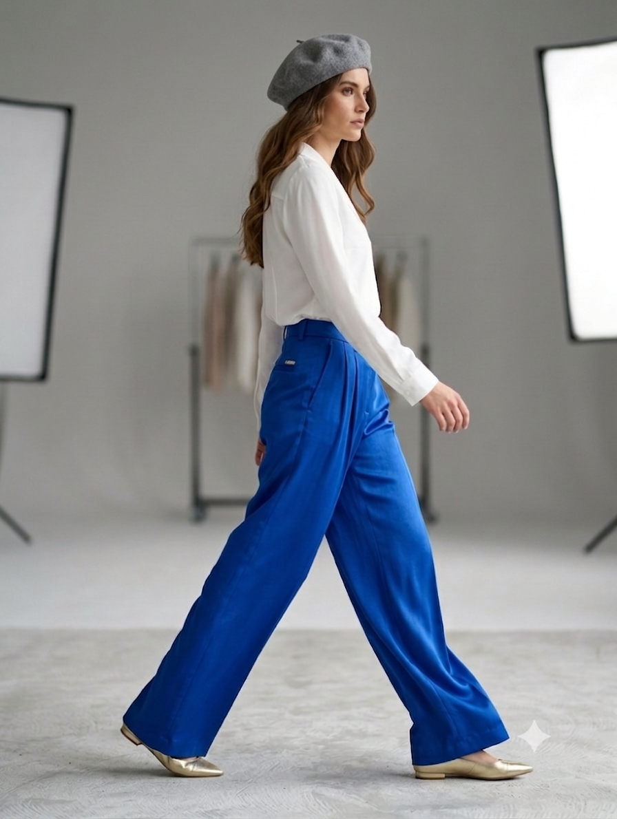 شلوار بگ زنانه آبی کربنی از برند Lauren Ralph Lauren