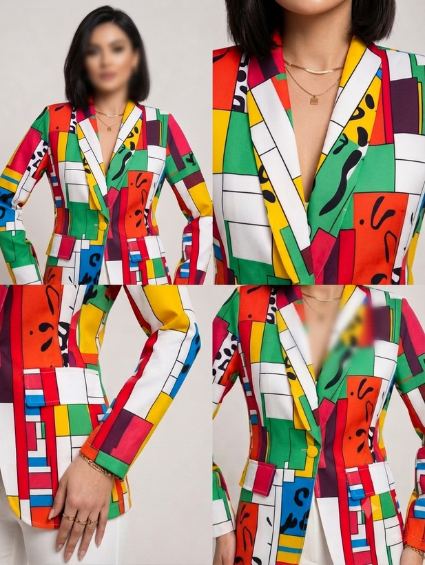کت تک زنانه طرحدار مدرن Abstract Pop-Art Blazer