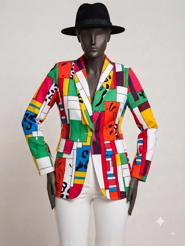 کت تک زنانه طرحدار مدرن Abstract Pop-Art Blazer