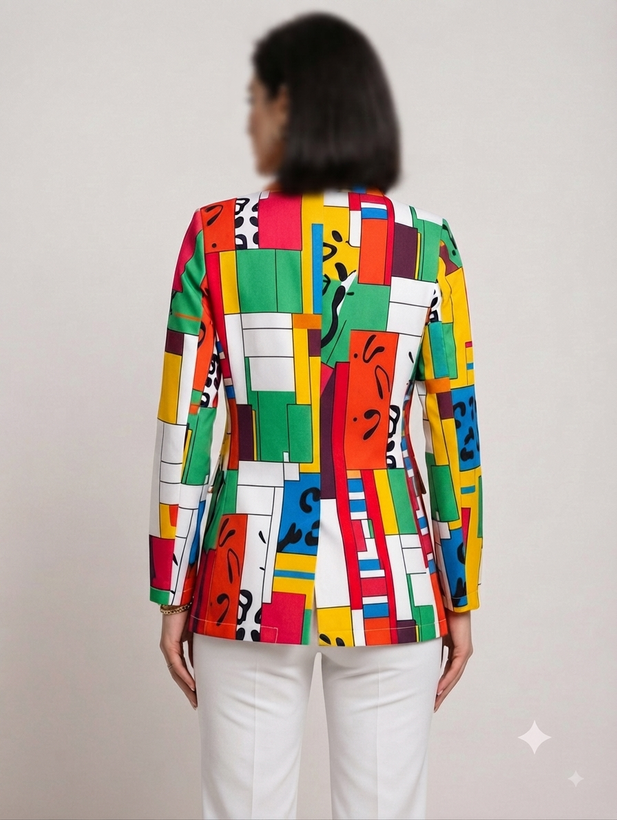 کت تک زنانه طرحدار مدرن Abstract Pop-Art Blazer