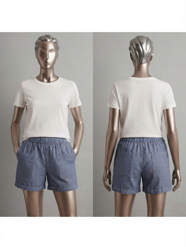 شلوارک زنانه طرح آبی ملانژ از برند Old Navy