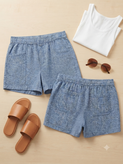 شلوارک زنانه طرح آبی ملانژ از برند Old Navy