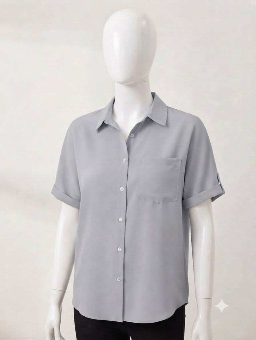 شومیز زنانه نخی-حریر خاکستری-آبی از برند Bluish Gray