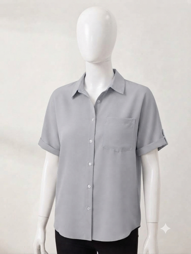 شومیز زنانه نخی-حریر خاکستری-آبی از برند Bluish Gray