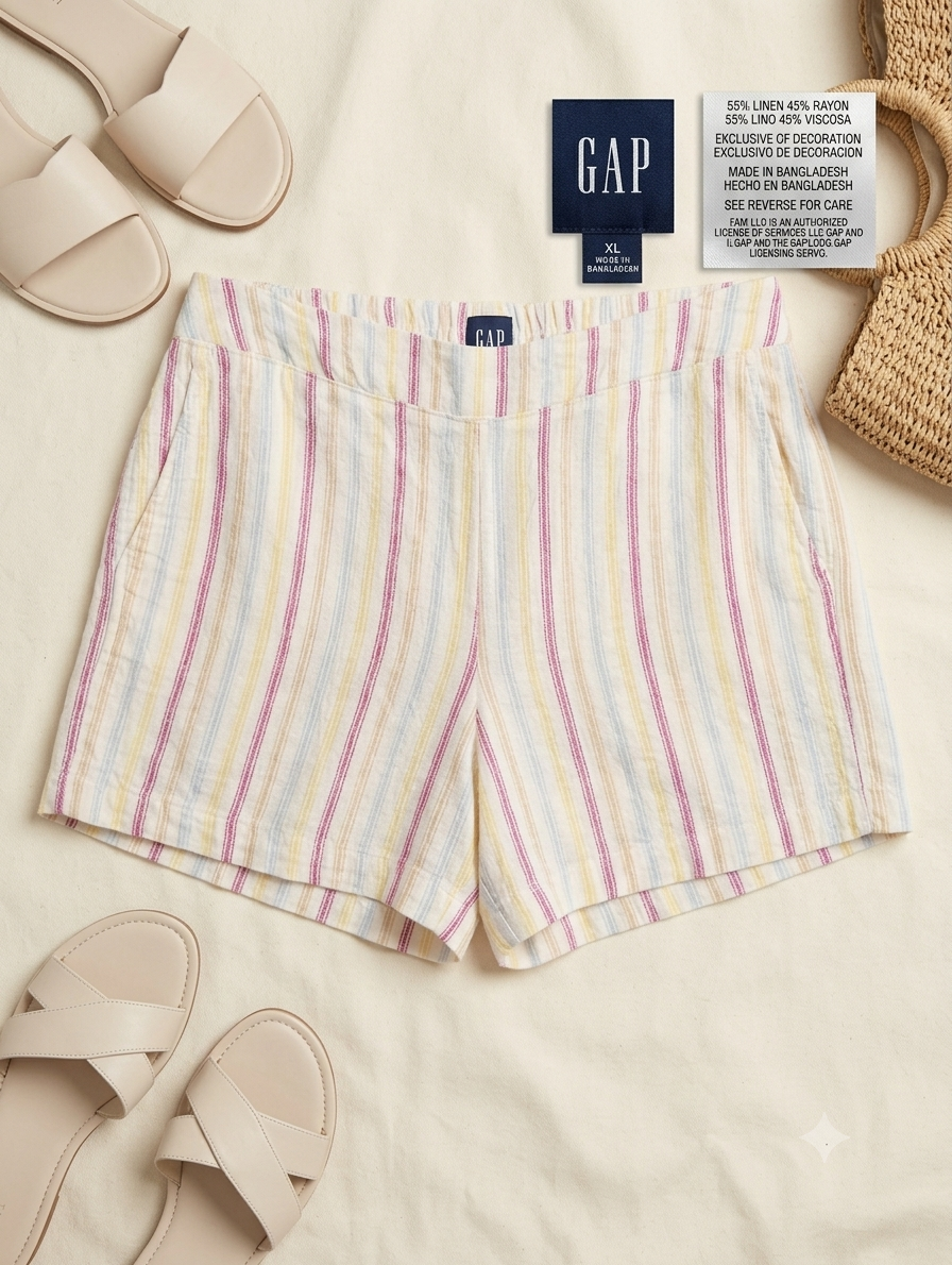 شلوارک زنانه لینن راه‌راه برند GAP