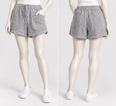 شلوارک زنانه لینن Old Navy مدل High-Waisted | راهراه طوسی سفید سایز 2X