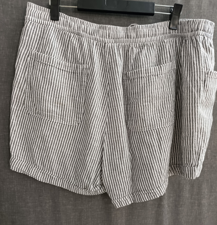 شلوارک زنانه لینن Old Navy مدل High-Waisted | راهراه طوسی سفید سایز 2X